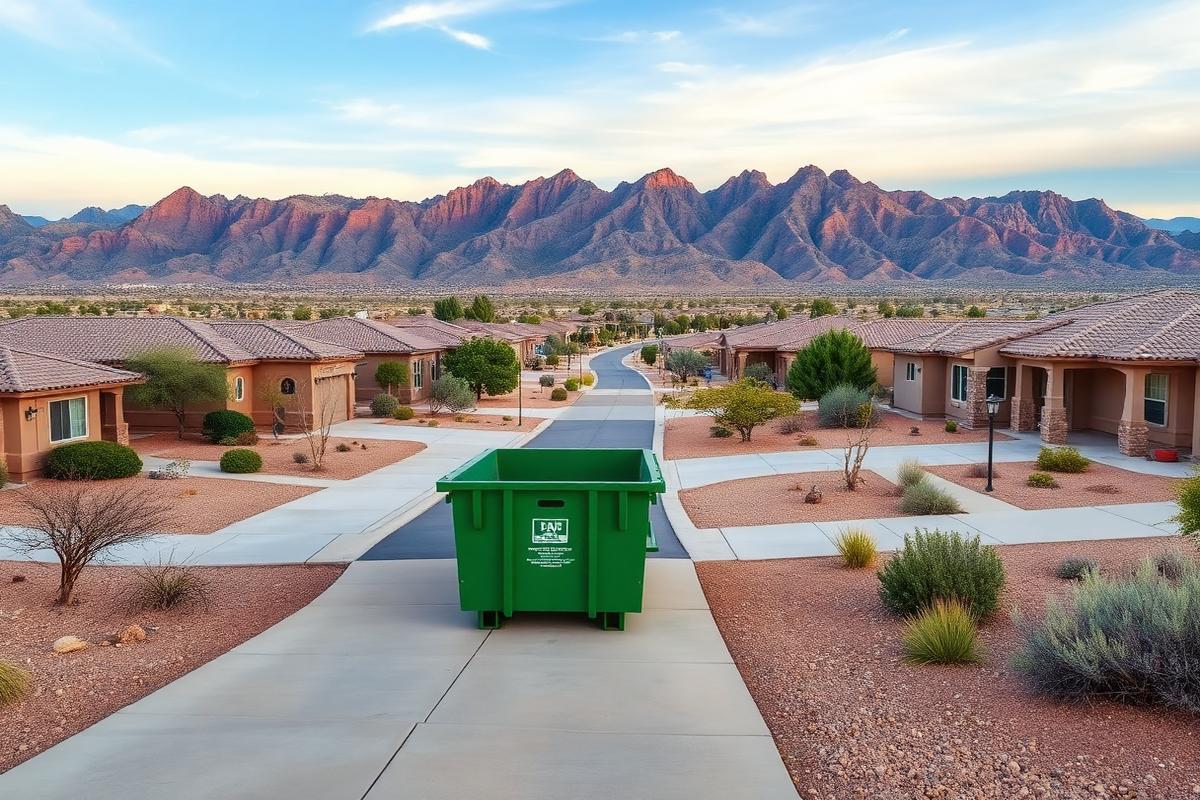Roll-off dumpster placed at a property in Cedar Crest, New Mexico